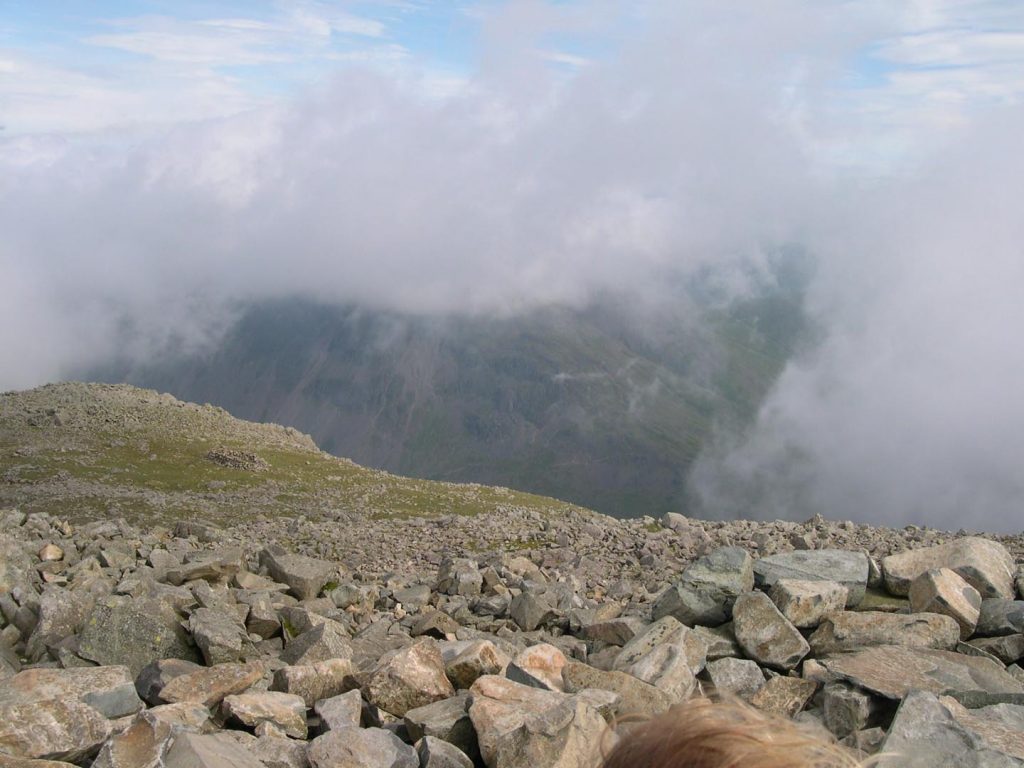 Looking down from the summit plateau